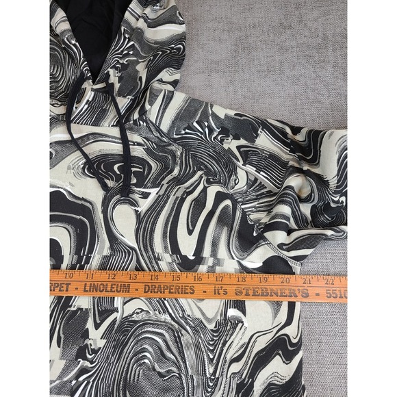 Gymshark Hoodie Mens M Black Gray Marbled Abstract Pullover Sweatshirt Athletic - Picture 4 of 7